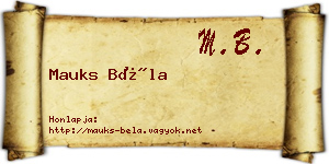 Mauks Béla névjegykártya